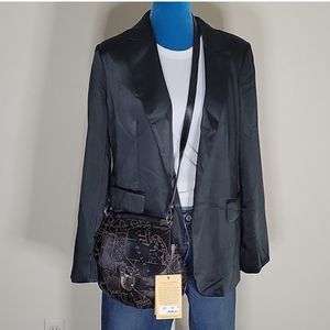 NWT Black satin Banana Republic blazer 10 M L
